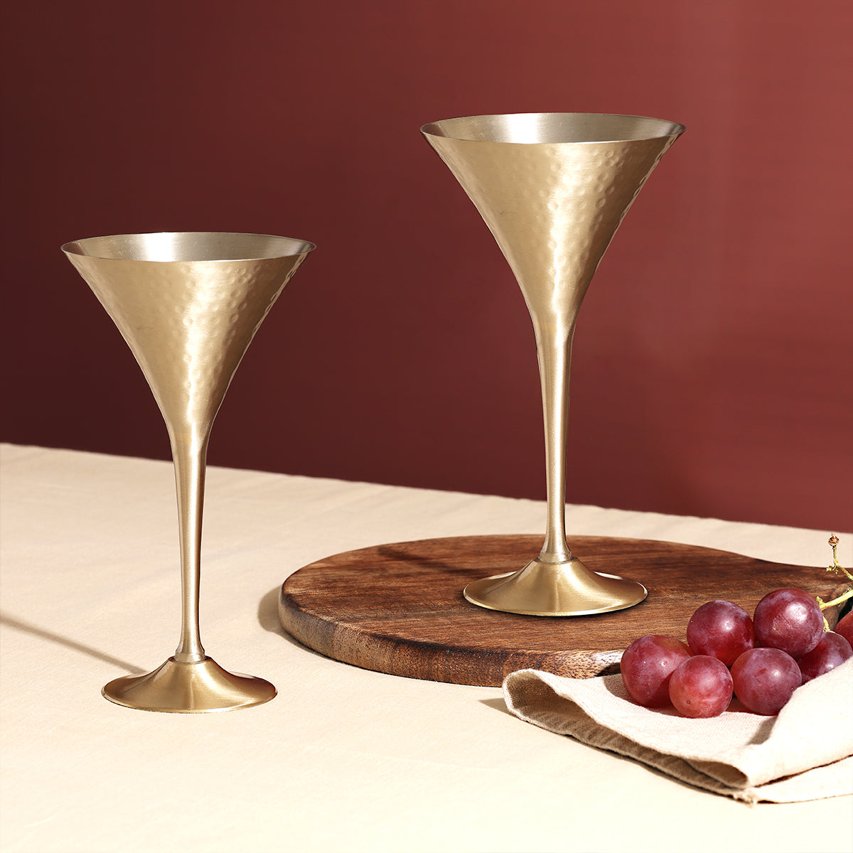 Brass Martini Glasses | Hammered | Set of 2 | Changed