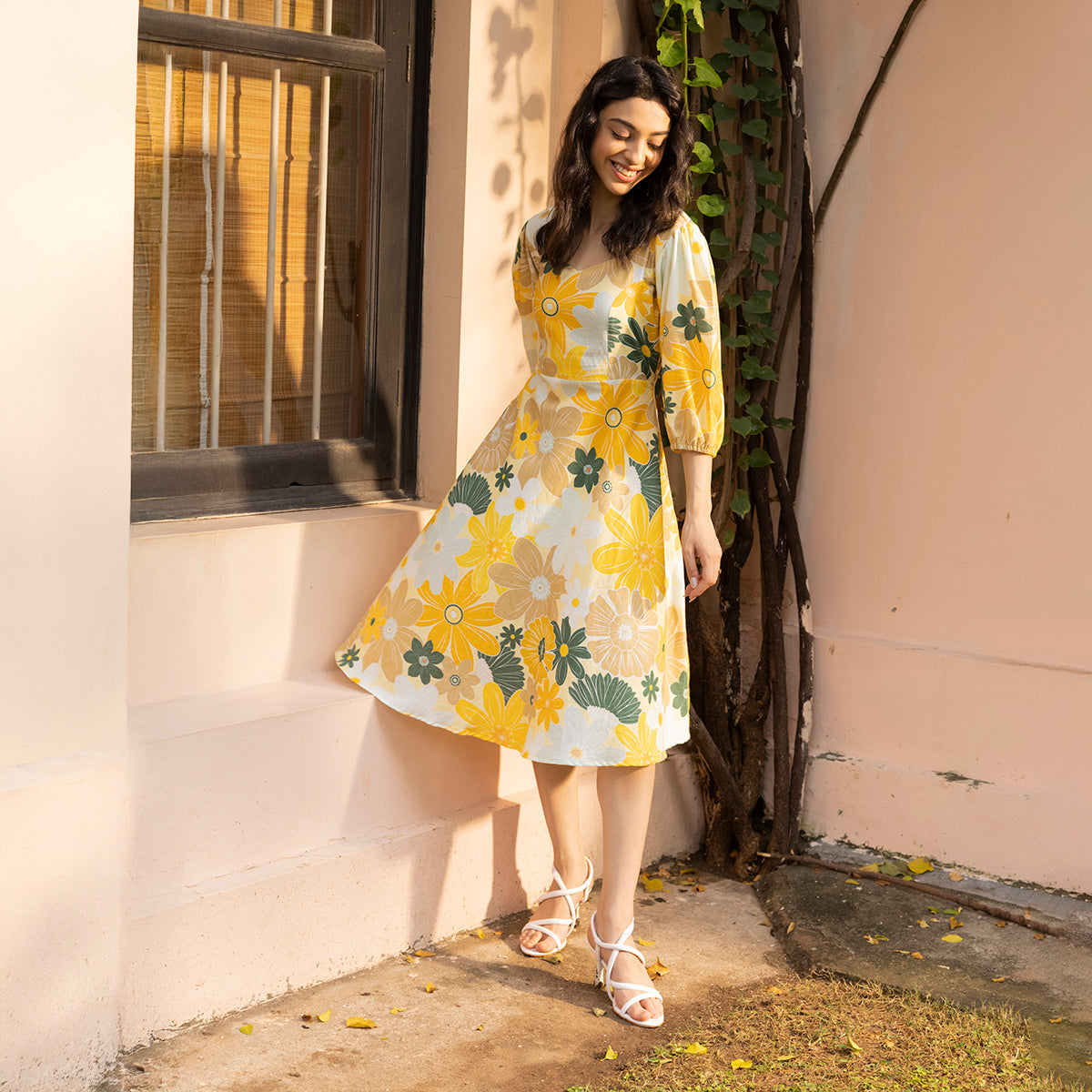 Blair Dress- Yellow Mosaic