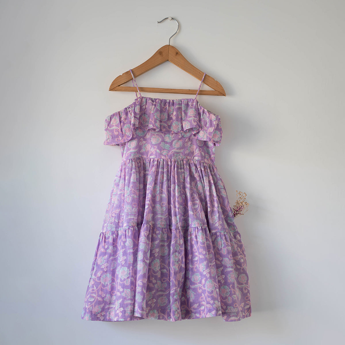 Fool'S Paradise Dress In Purple Butterfly Blockprint