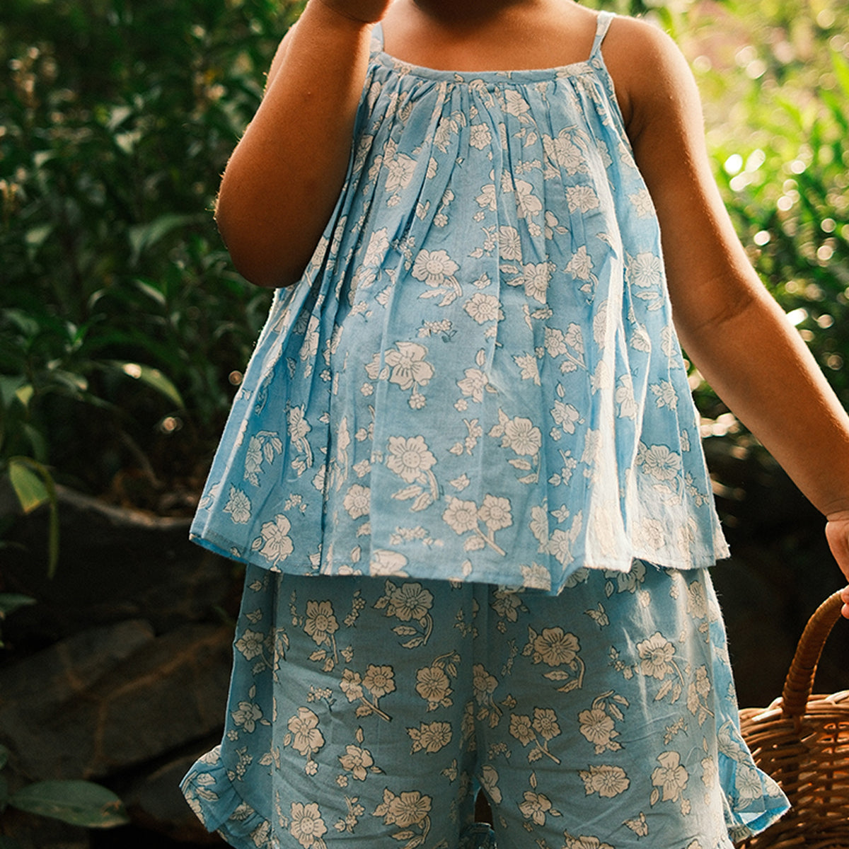 Blossom Powder Blue Spaghetti Top Shorts Set