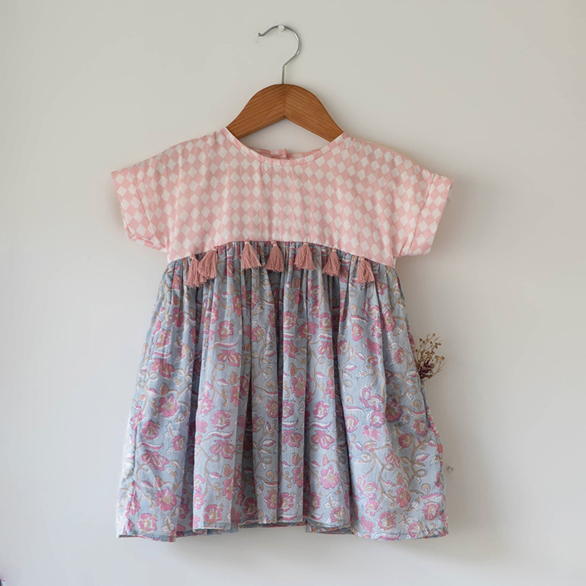 Tassel Dress In Sky Blue Butterfly
