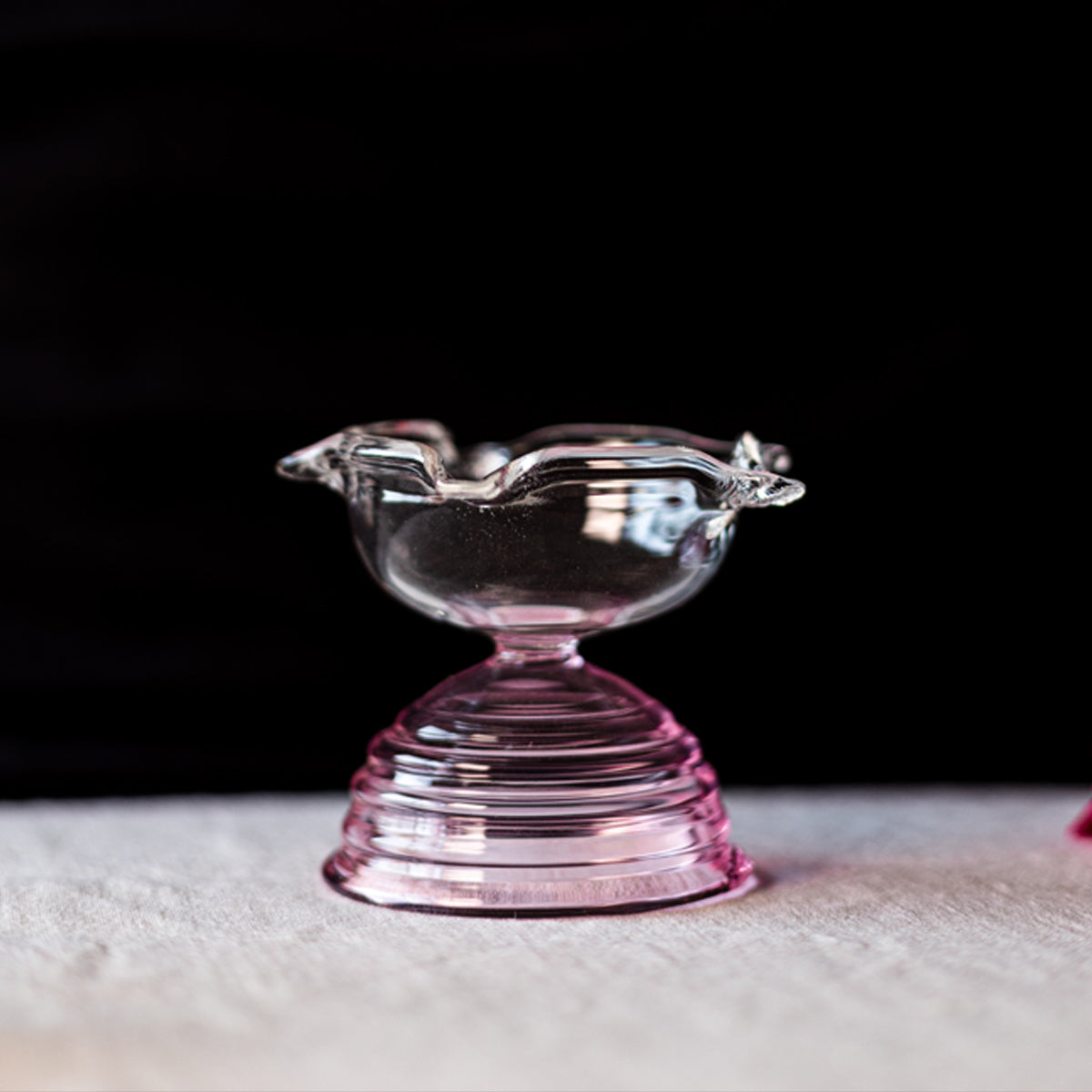 Short Glass Diya Pink