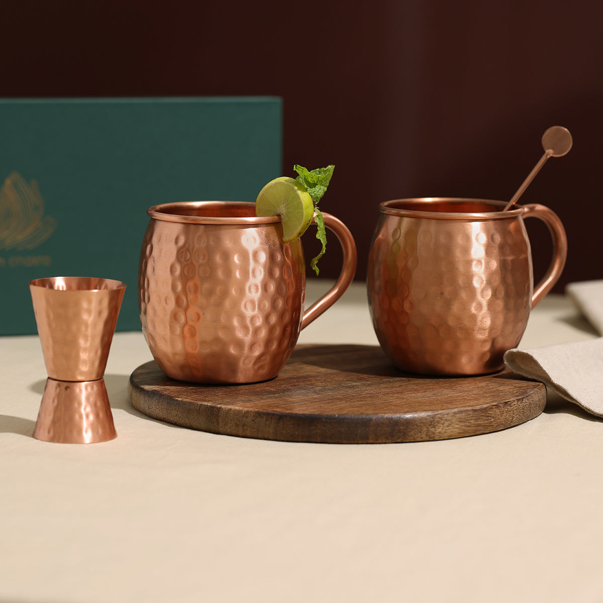 Copper Moscow Mule Cocktail Set | 5 Pieces | Hammered