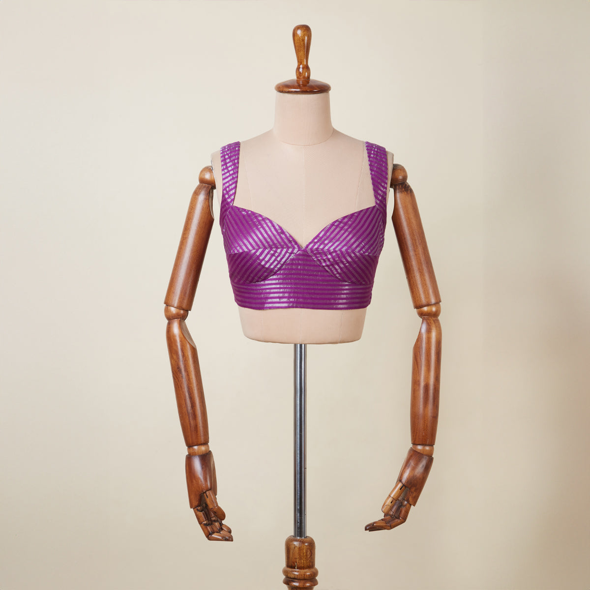 Purple Stripes Chanderi Blouse