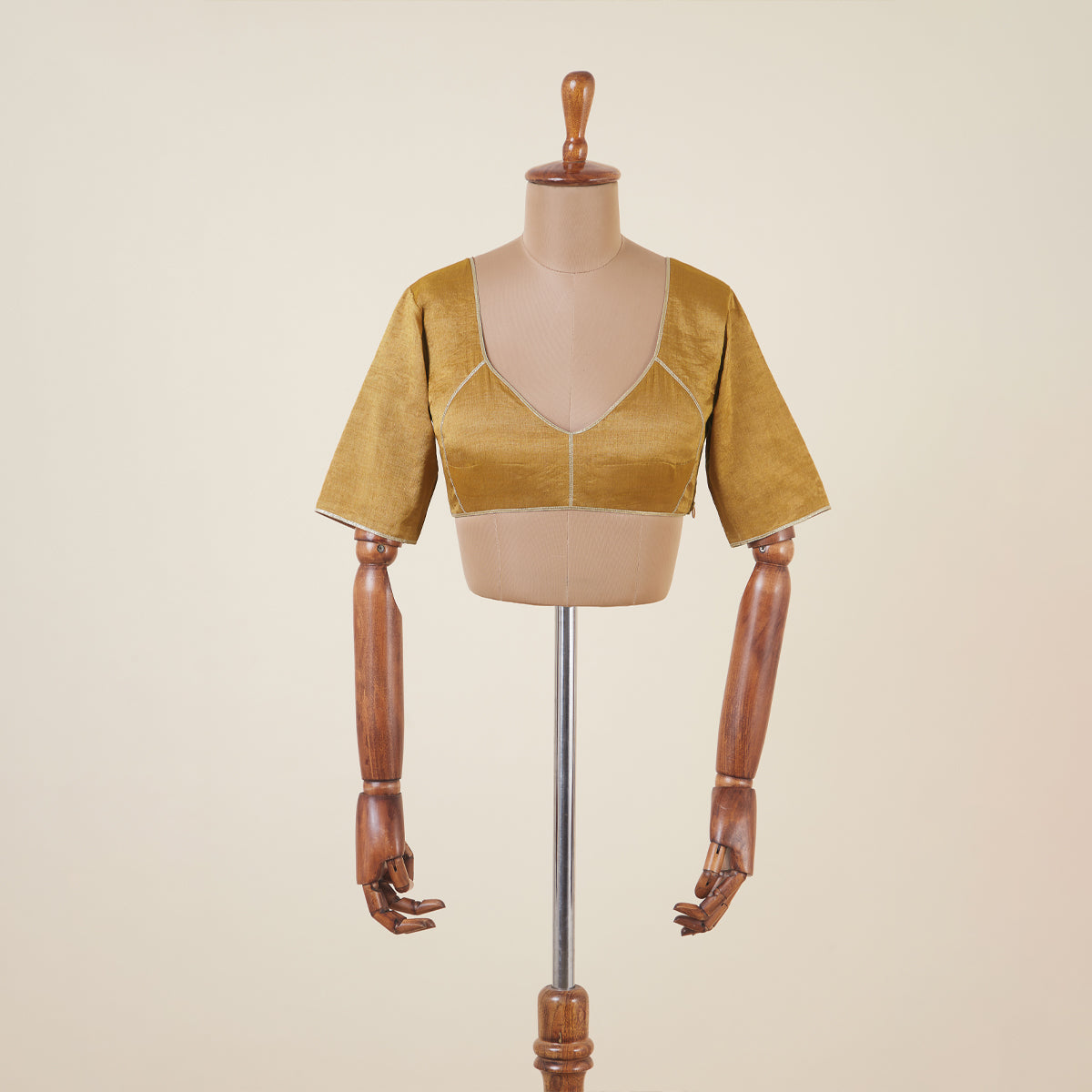 Choli Cut Metallic Gold Tissue Blouse