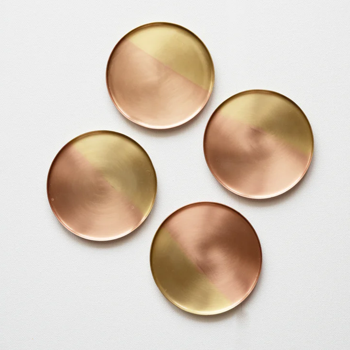 Two tone copper & brass coasters, Set of 6