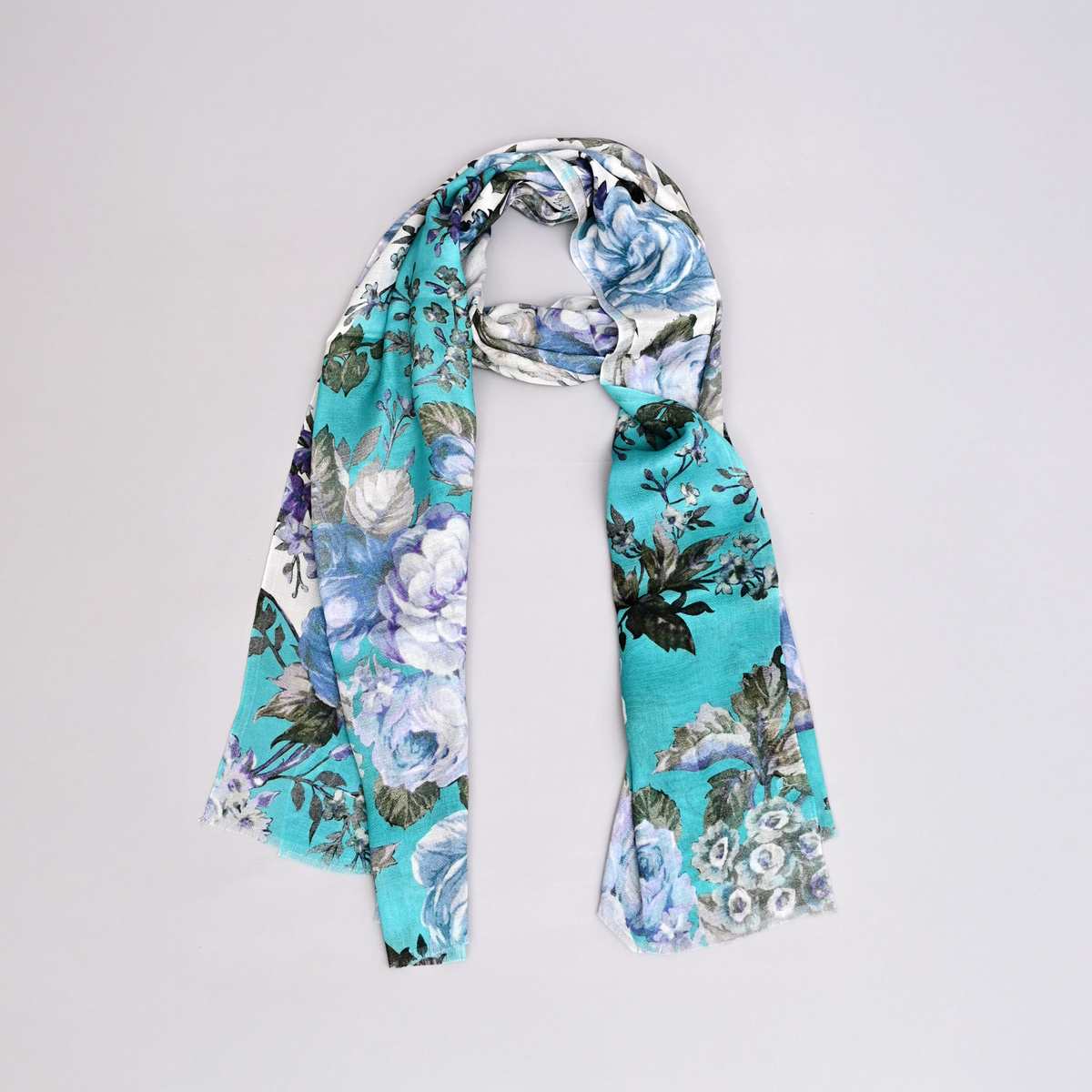 Aqua Bloom Bamboo Modal Stole