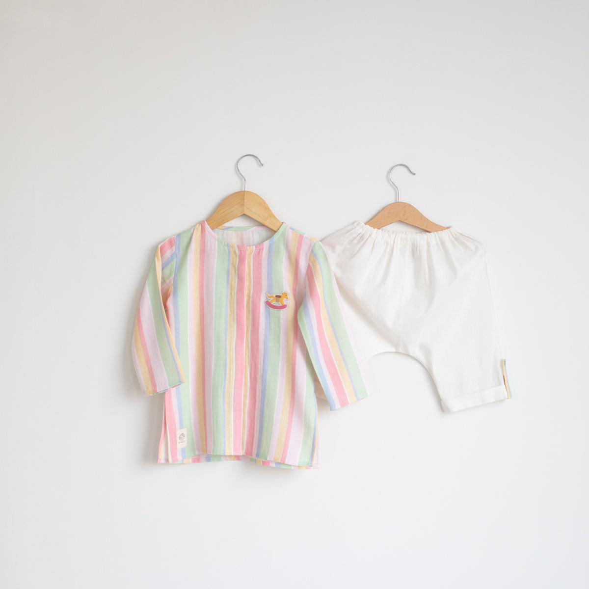 Tug Bug Kurta Pyajama Set | Multi Stripe & Ivory