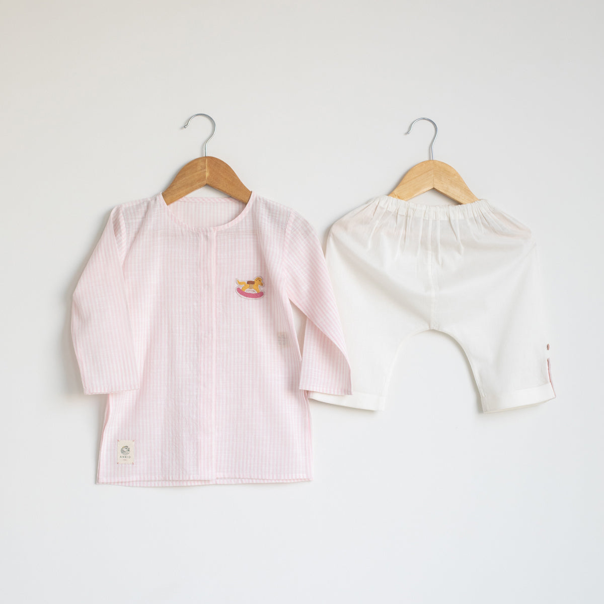 Tug Bug Kurta Pyajama Set | Blush Stripe & Ivory