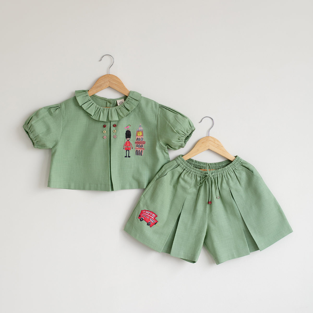 London Bus Applique Skorts | Mint