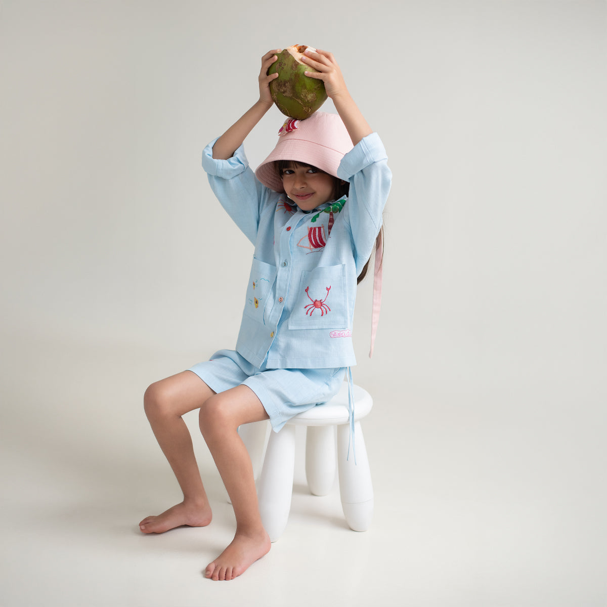 Phuket Seaside Applique Shacket | Ice Blue