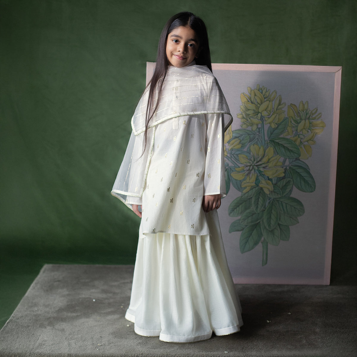 Chandani Ivory Kurta, lehengas and Dupatta set