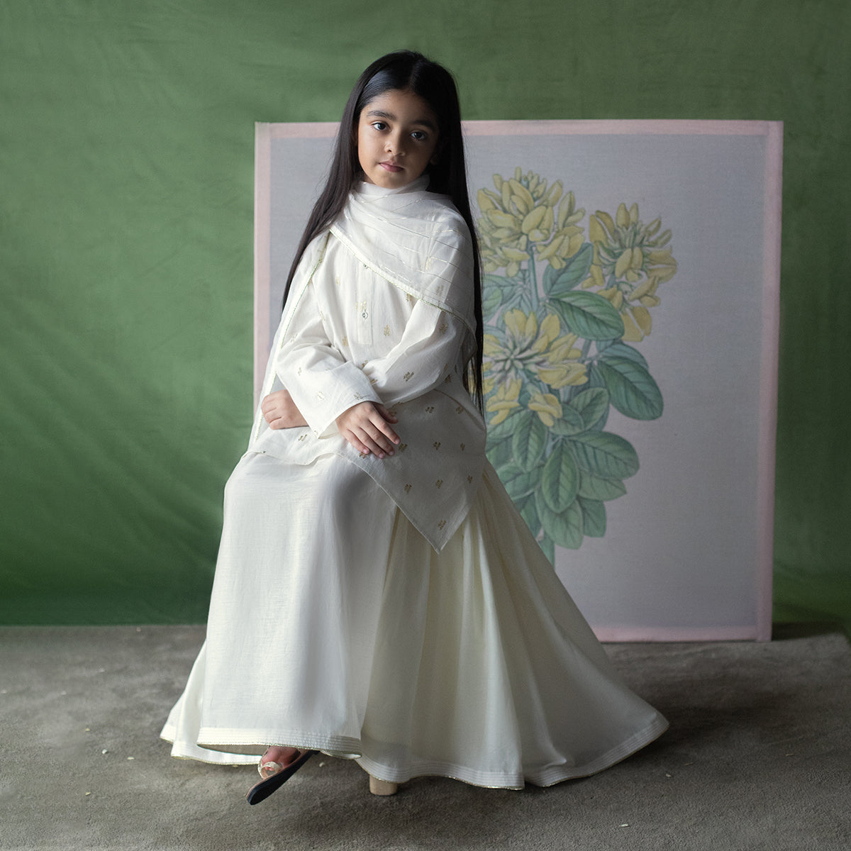 Chandani Ivory Kurta, lehengas and Dupatta set