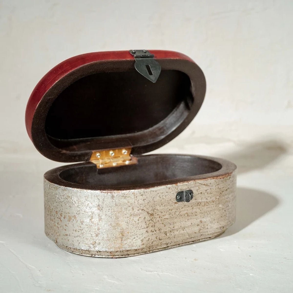Chota Pitara Wooden Jewellery Box | Warm-Silver & Red