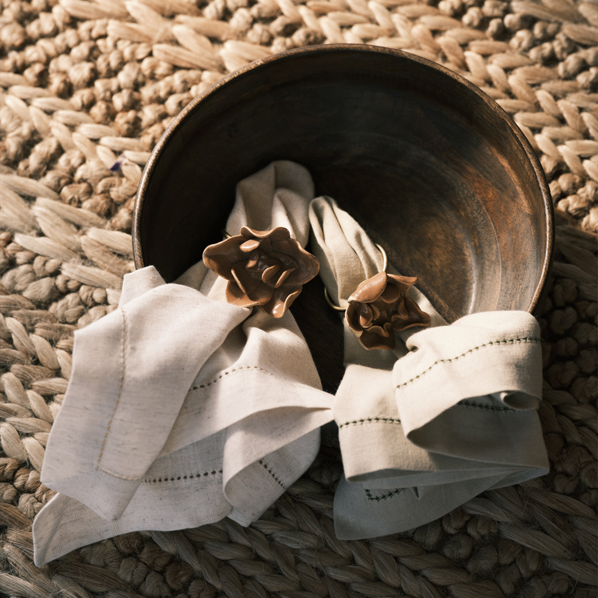 Petal Napkin Ring (Set of 4) - Brown
