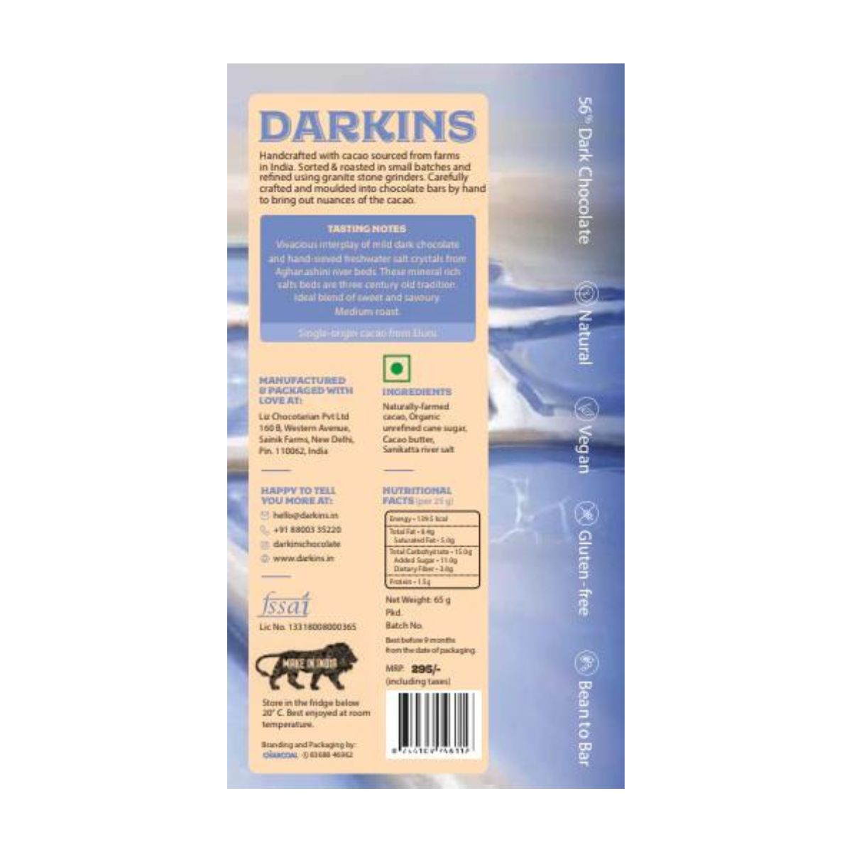 Darkins 56% Artisanal Dark Chocolate with Sanikatta Salt