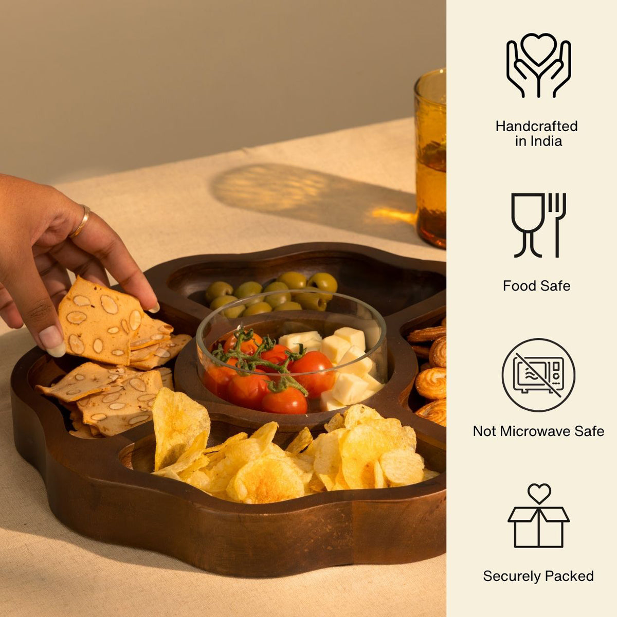 Frosted Wooden Chip & Dip Platter