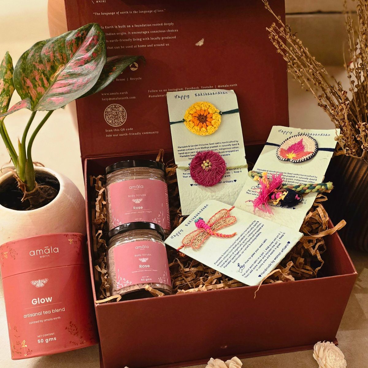 Rose & Radiance Rakhi Gift Box | Made with Love |  Pack of 5