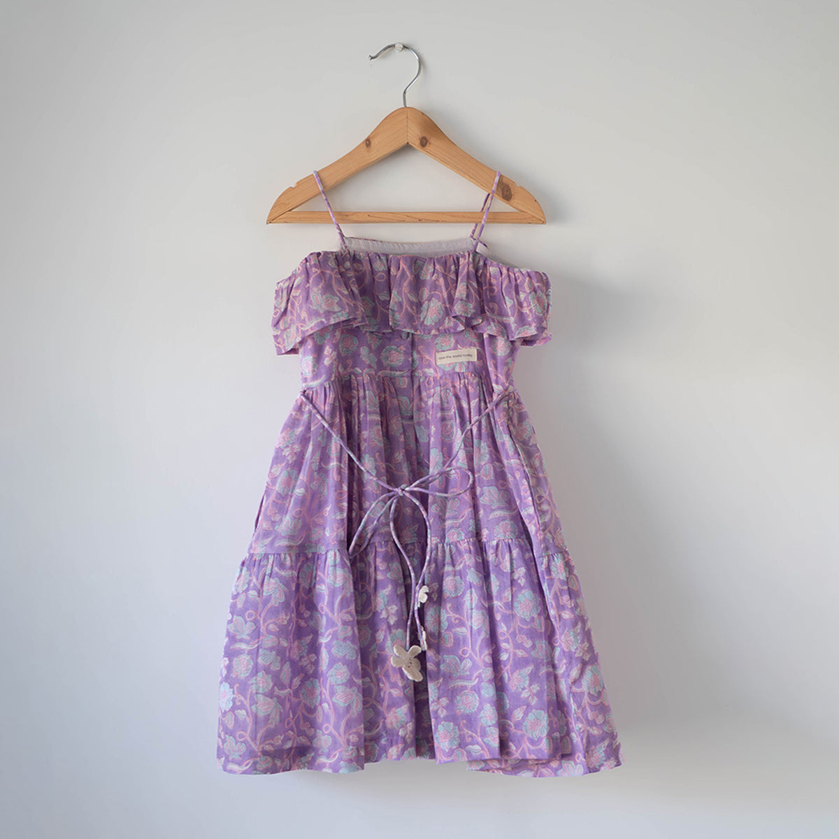 Fool'S Paradise Dress In Purple Butterfly Blockprint