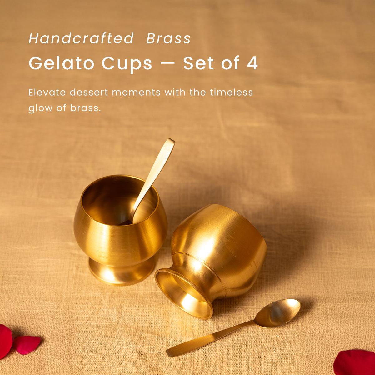 Brass Ice Cream Bowls+ Spoons