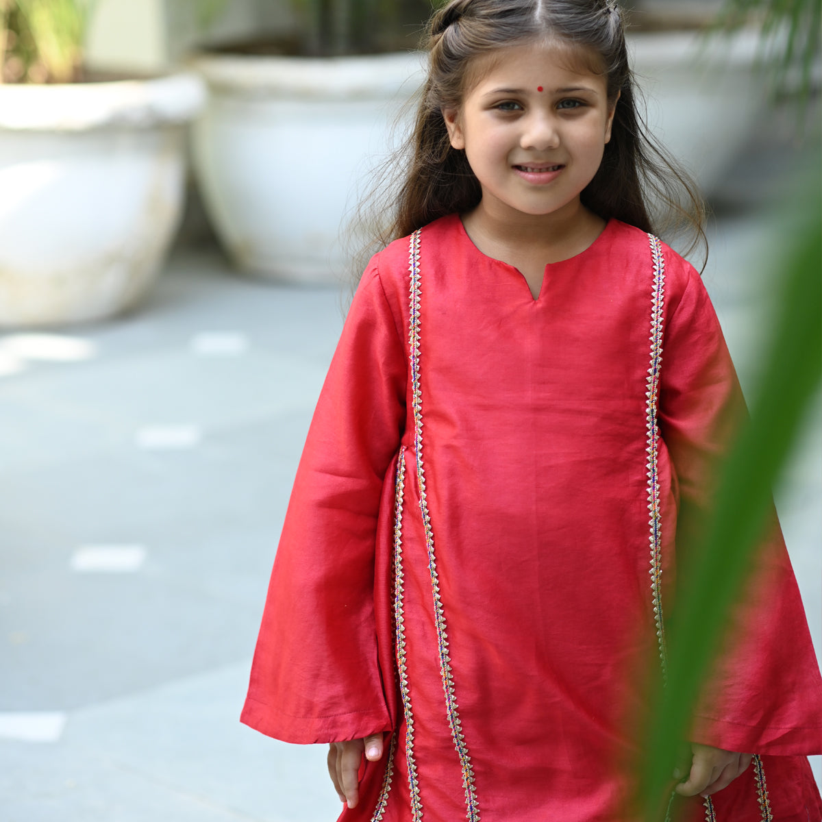 Naintara Gharara set - Red Junglle Reverie