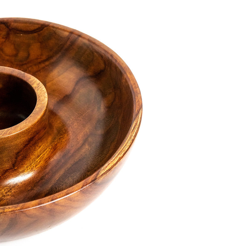 Wooden Bowl | Sheesham Wood Chip & Dip Bowl