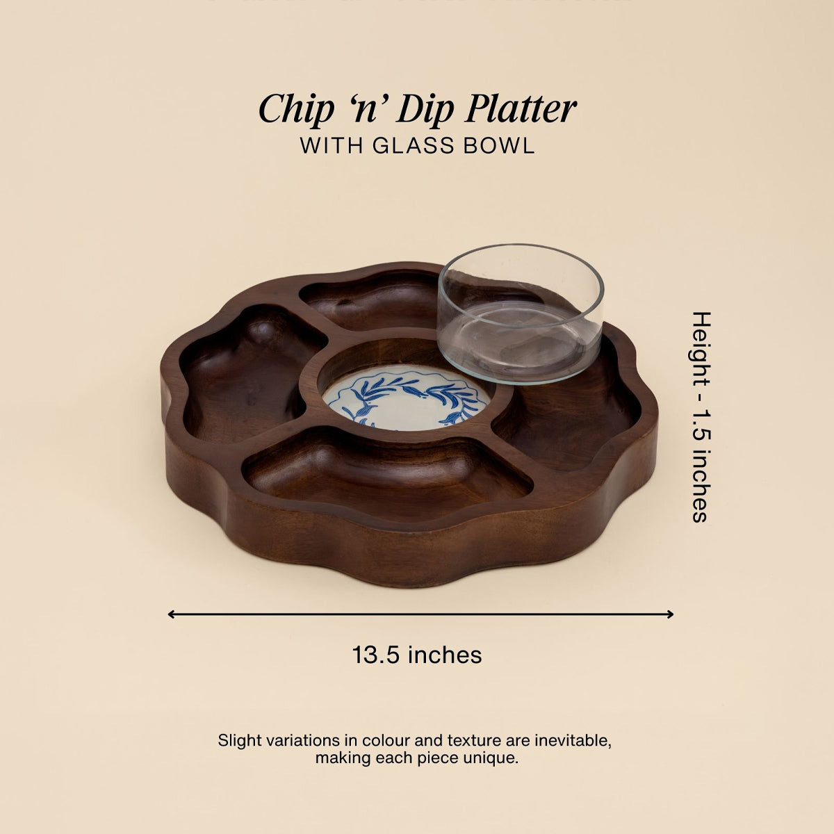Frosted Wooden Chip & Dip Platter