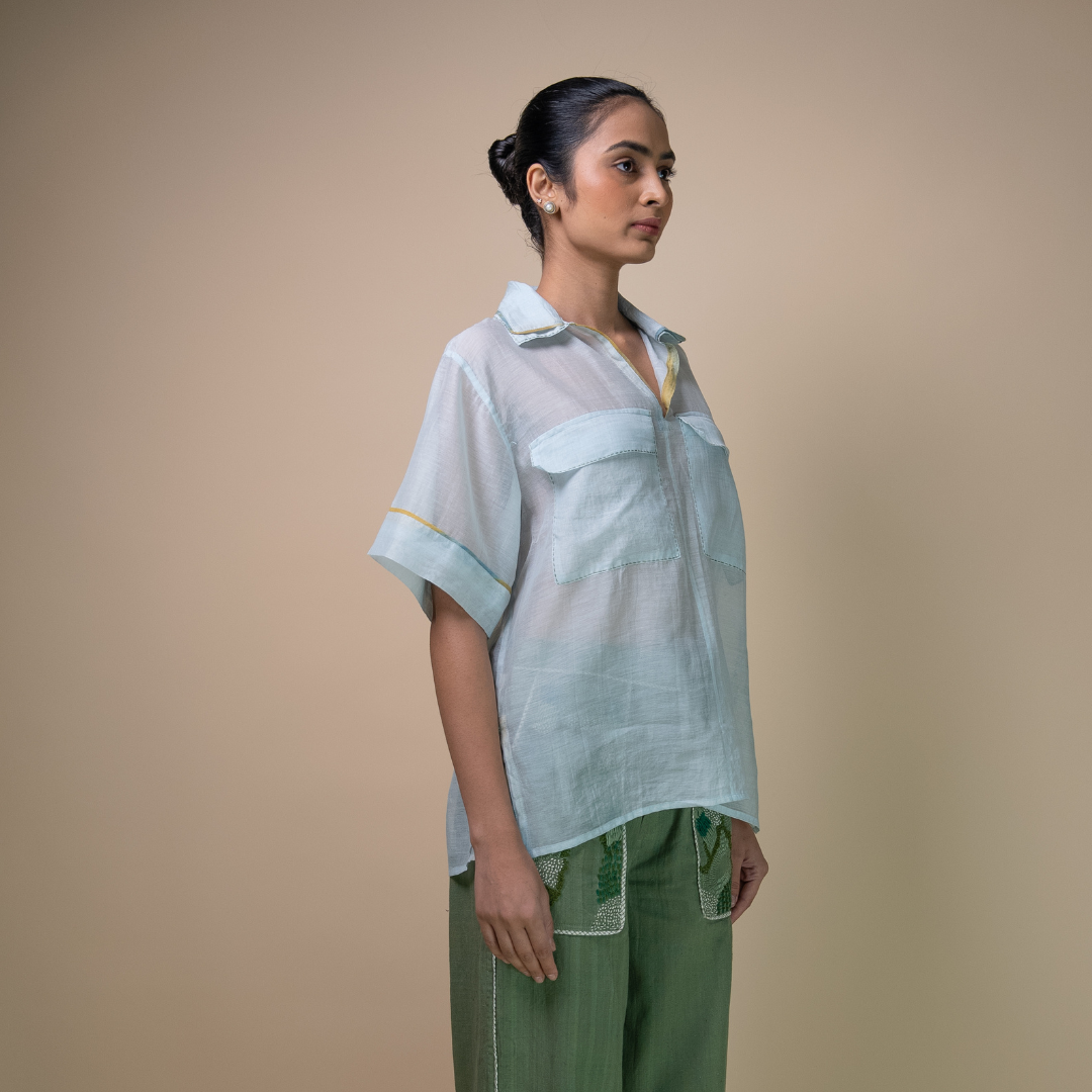 Meadows Patch Pocket Chanderi Shirt