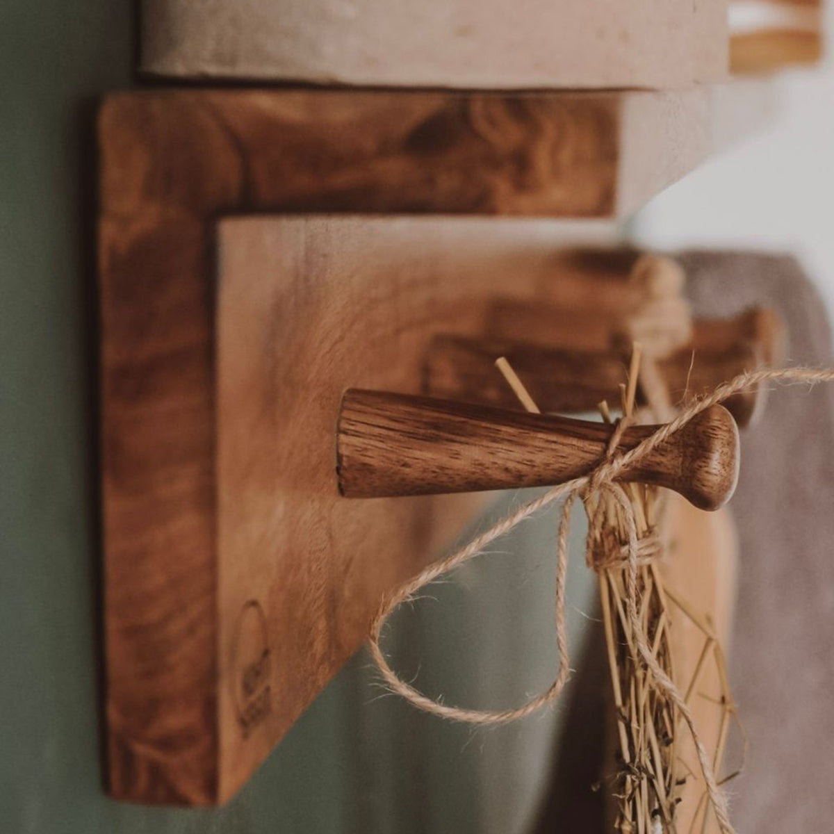 Multi Functional Wood Wall Shelf with Hooks