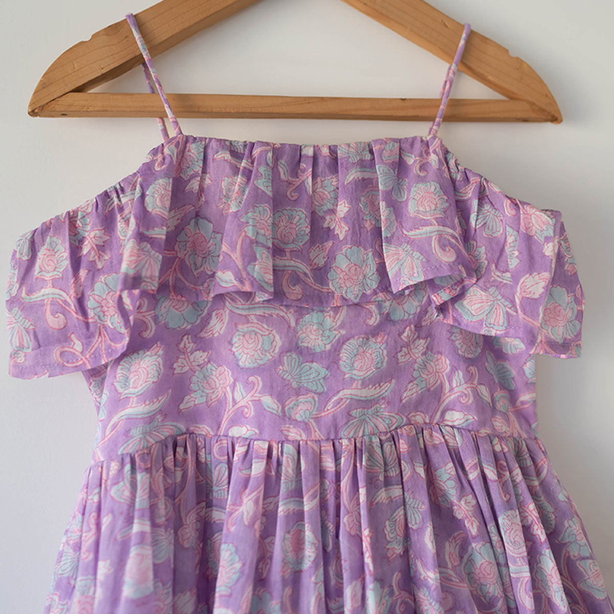 Fool'S Paradise Dress In Purple Butterfly Blockprint