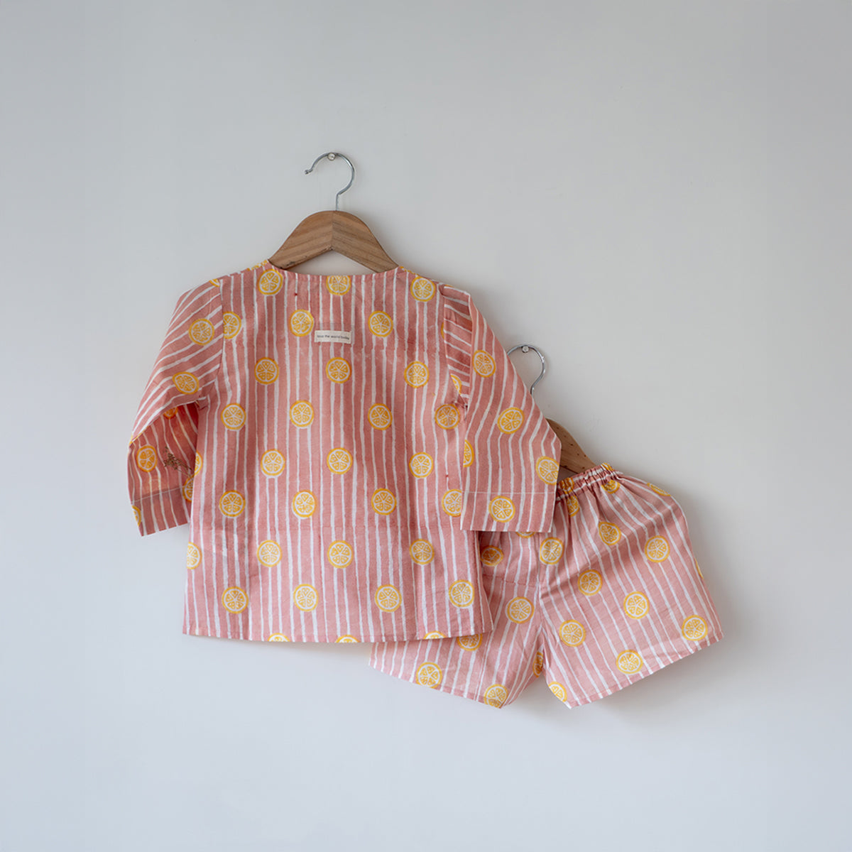 Sleepover Party Kurta And Shorts Co-Ord Set - Lemon Drizzle Peach Print