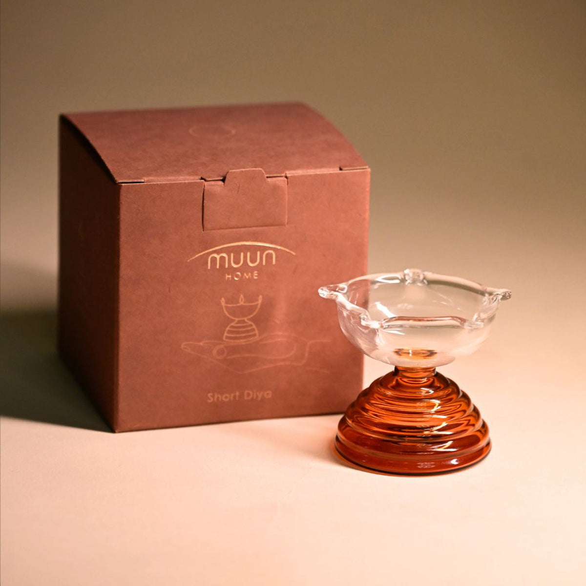 Short Glass Diya Amber