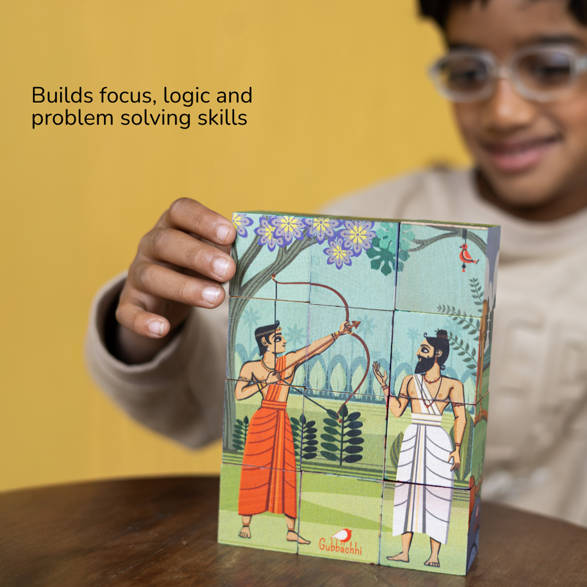 Mahabharata | Wooden 6-in-1 Puzzle Set (12 Blocks)