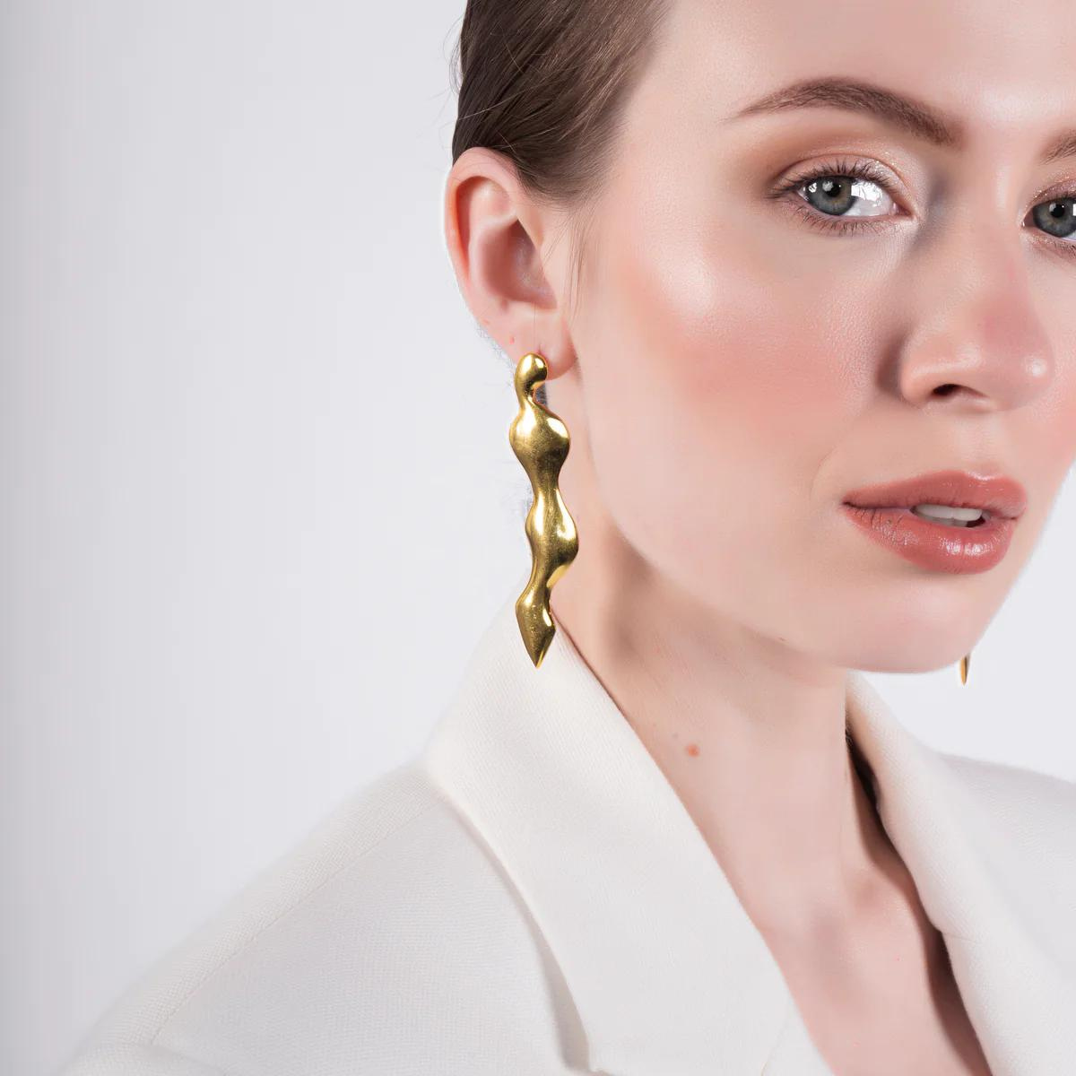 Water Stream Earrings | Gold