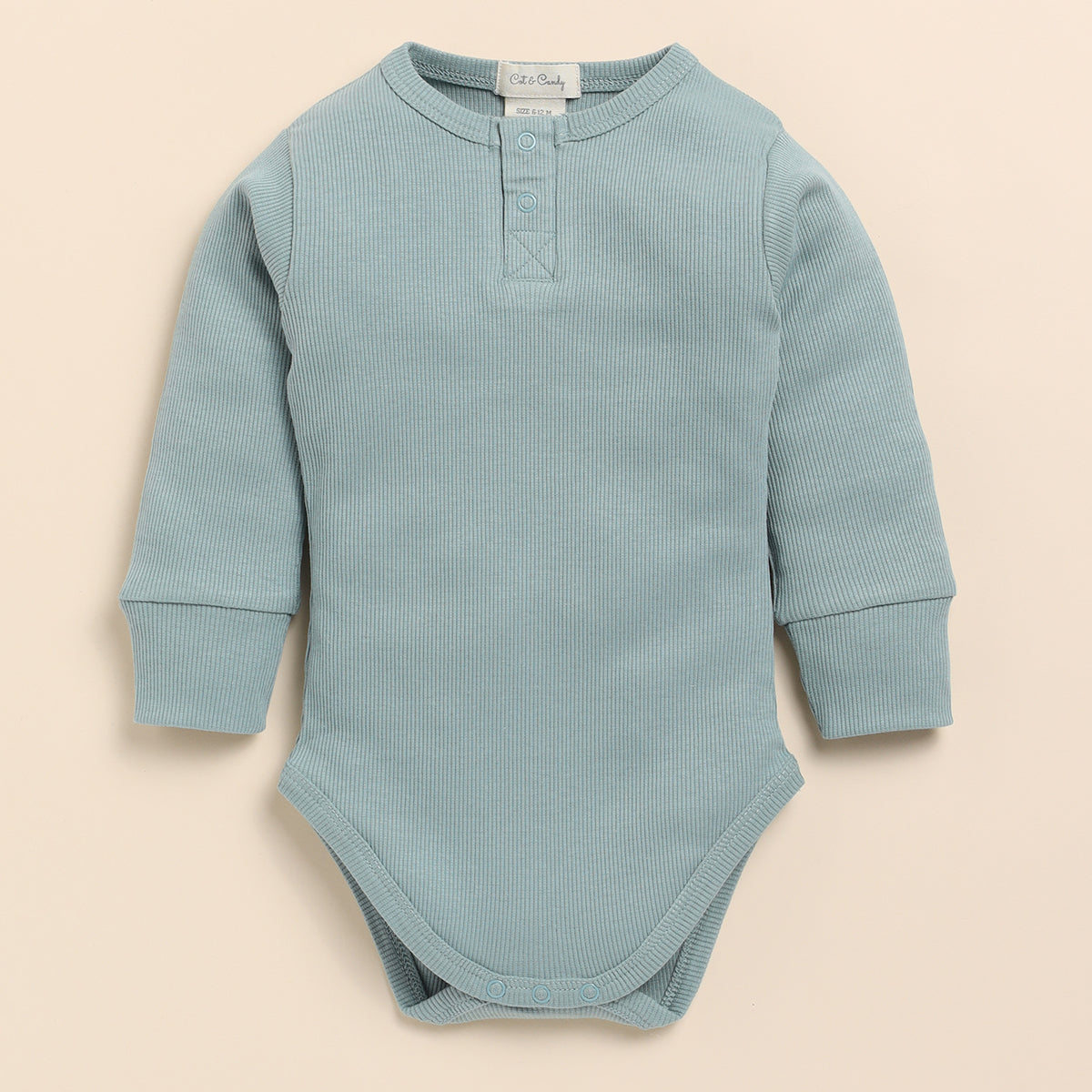 Organic Cotton Baby Bodysuit | Full Sleeves | Sea Green & White