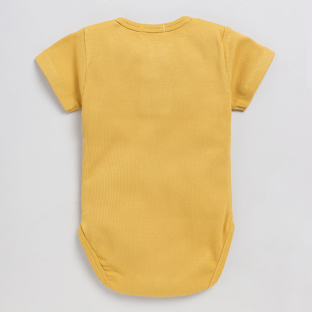 Organic Cotton Bodysuit for Baby | Half Sleeves | Latte Brown & Mustard Yellow