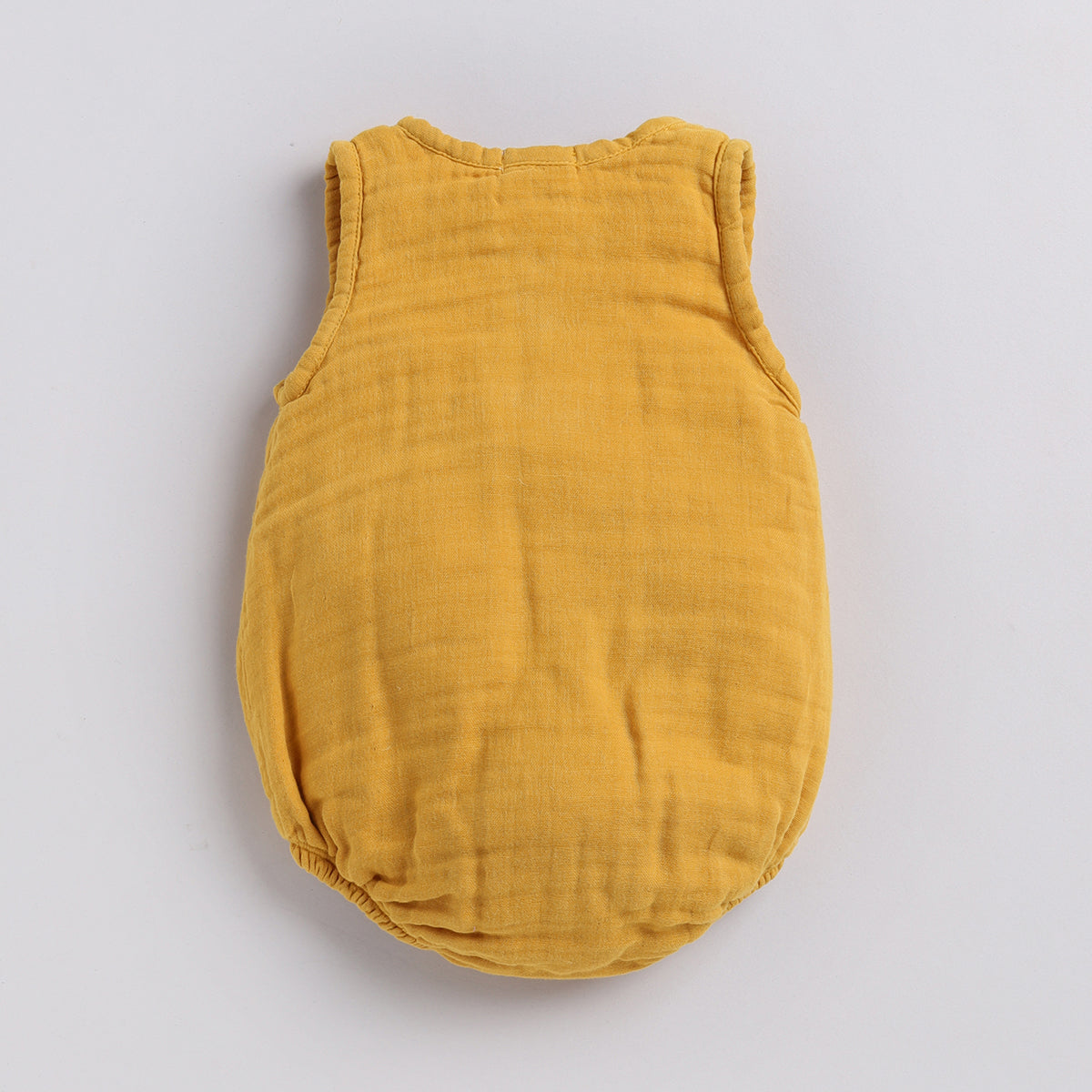 Organic Cotton Muslin Romper for Baby | White & Mustard Yellow