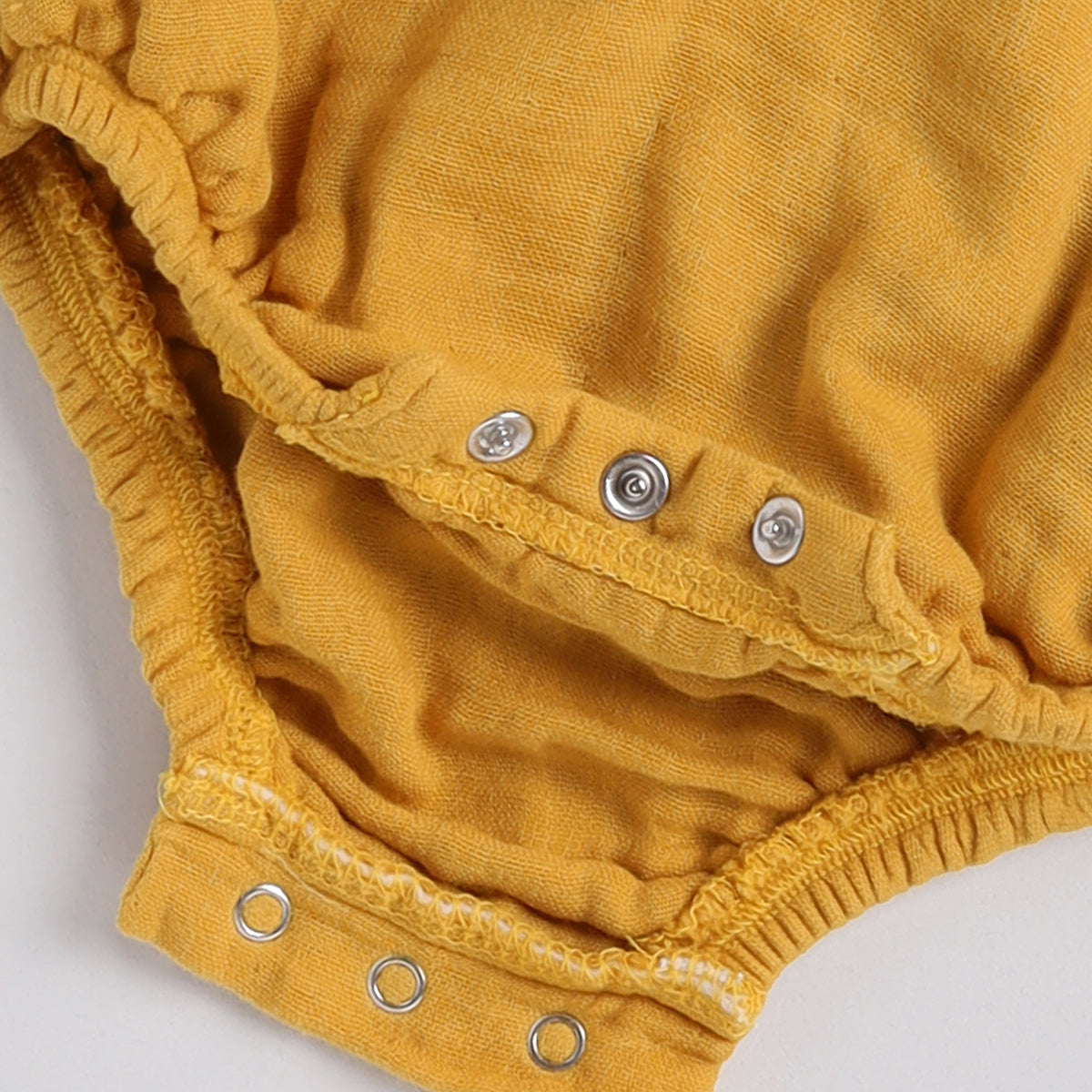 Organic Cotton Muslin Romper for Baby | White & Mustard Yellow