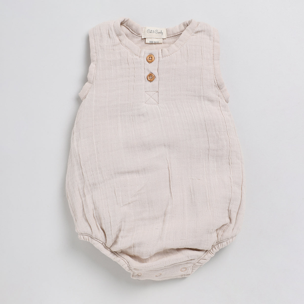 Organic Cotton Muslin Baby Romper | Navy Blue & Oatmeal White