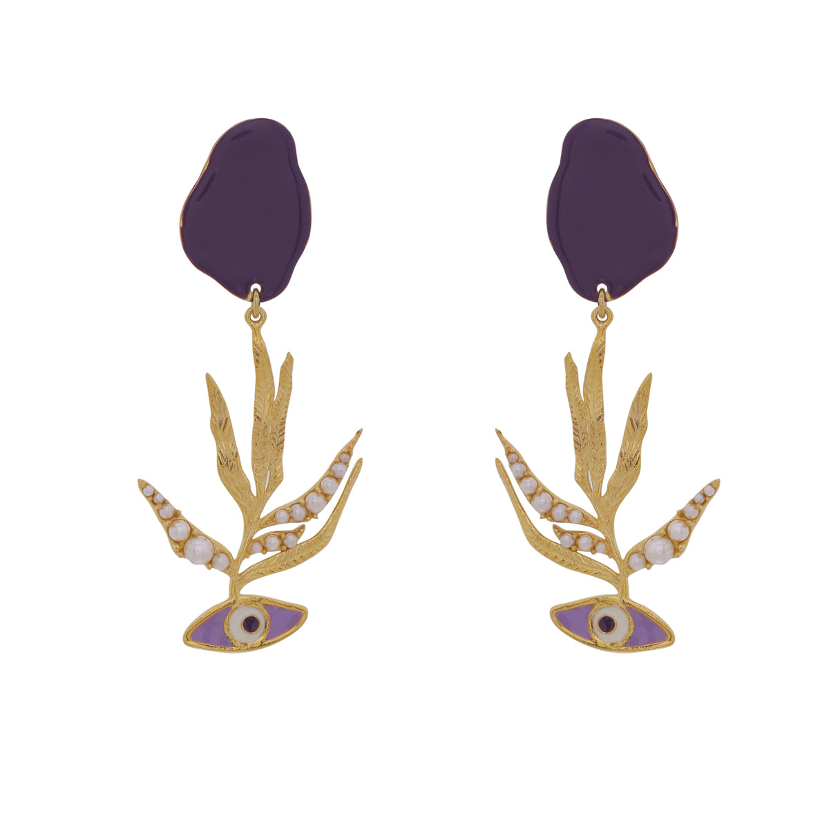 Evil Eye Pearl Earrings