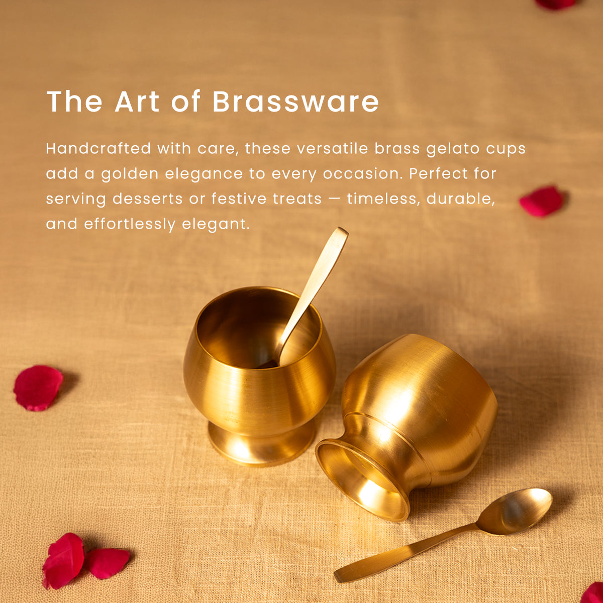 Brass Ice Cream Bowls+ Spoons