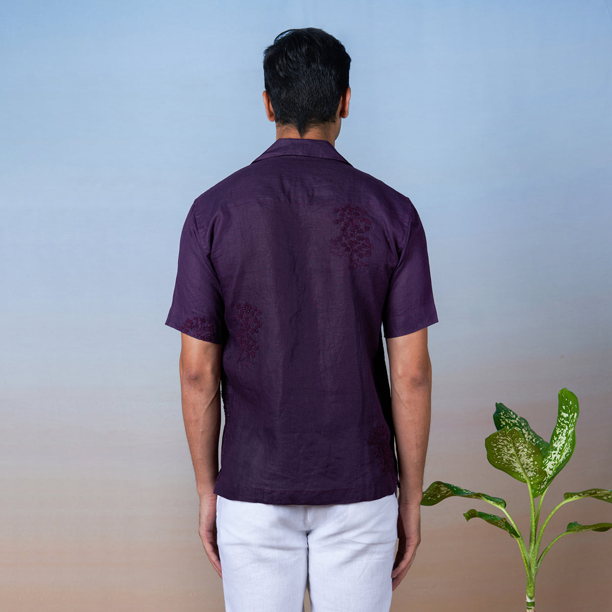 Purple Haze - Hand Embroidered Unisex Linen Shirt