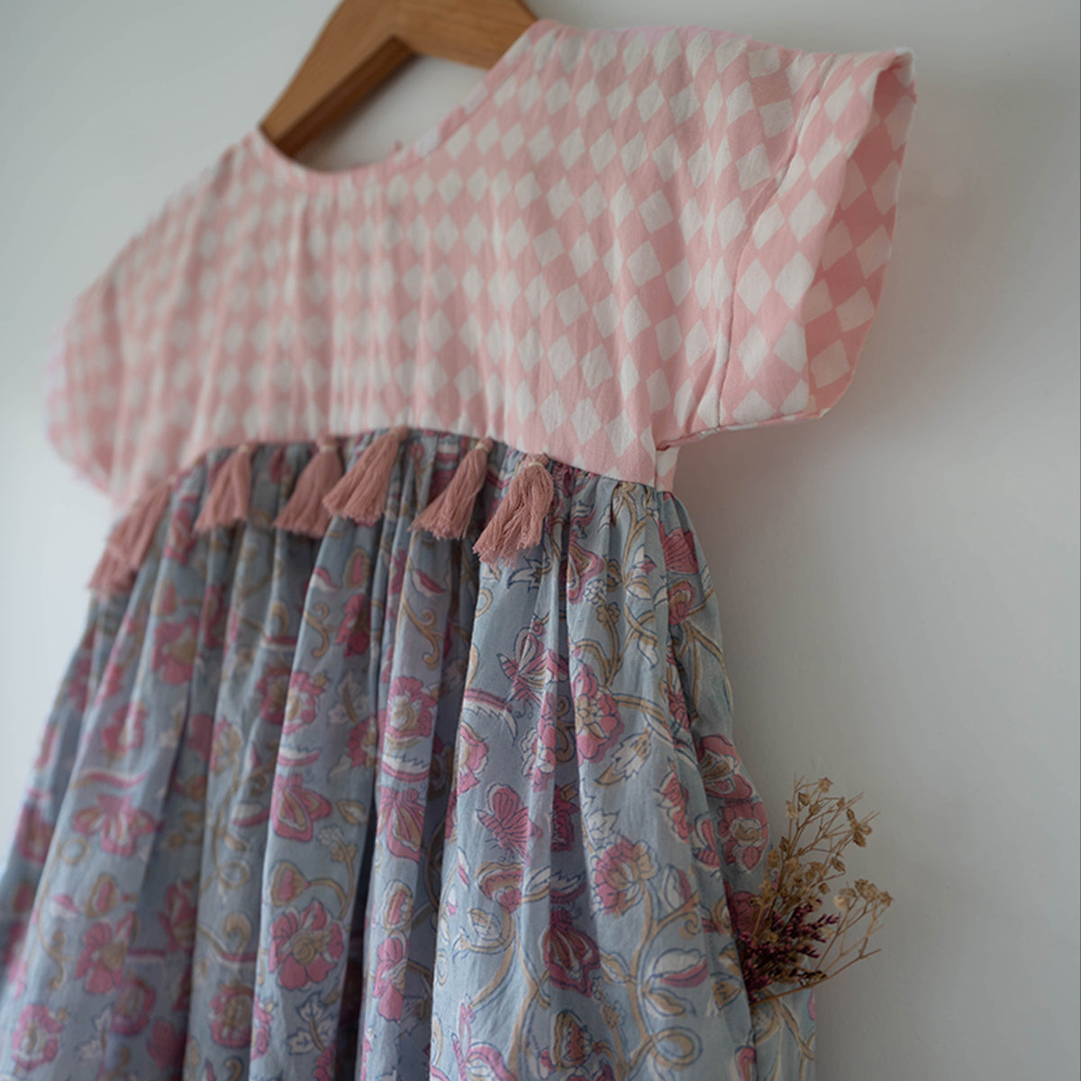 Tassel Dress In Sky Blue Butterfly