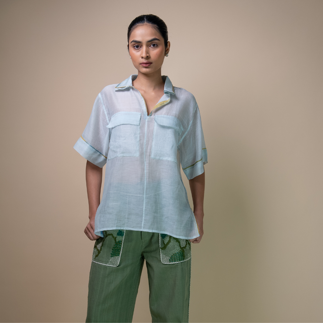 Meadows Patch Pocket Chanderi Shirt