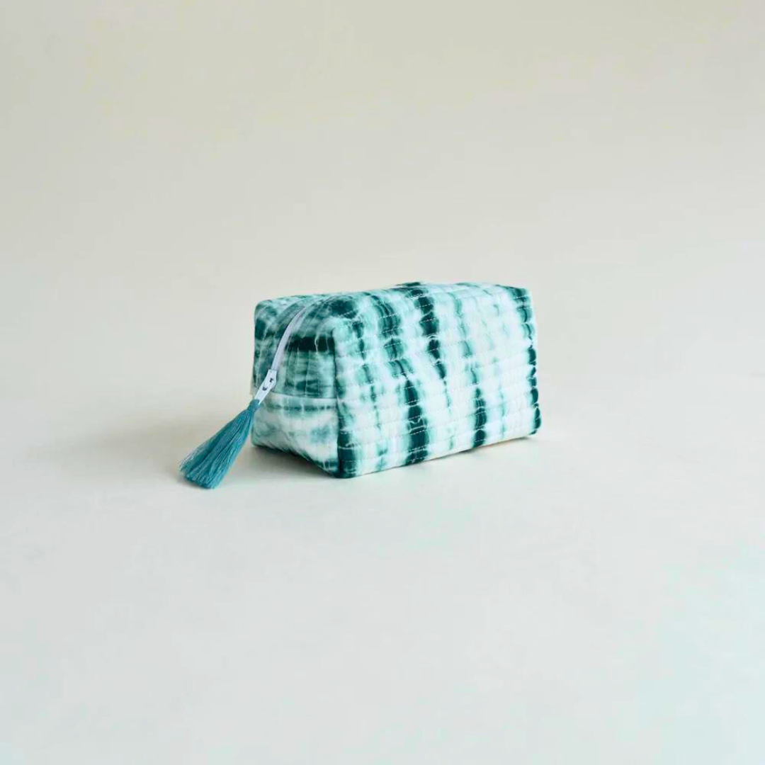 Shibori Quilted Pouches - Set of 2 - Green & Indigo