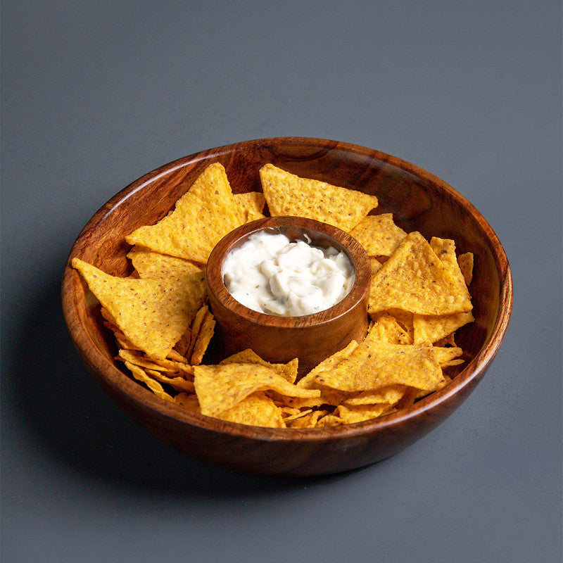 Wooden Bowl | Sheesham Wood Chip & Dip Bowl