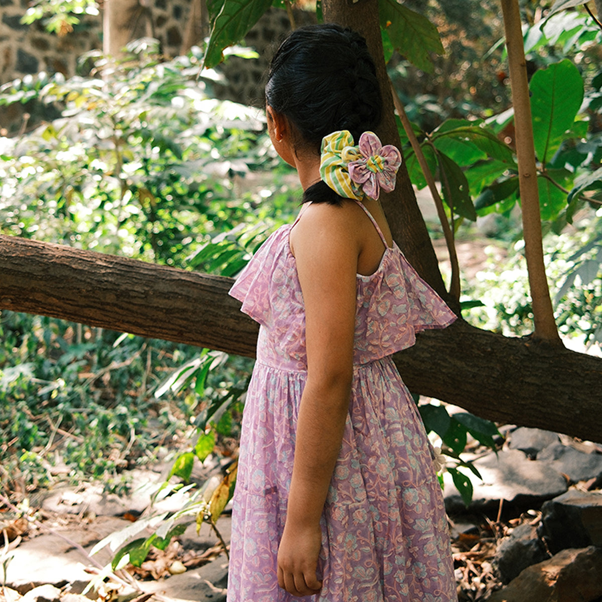 Fool'S Paradise Dress In Purple Butterfly Blockprint