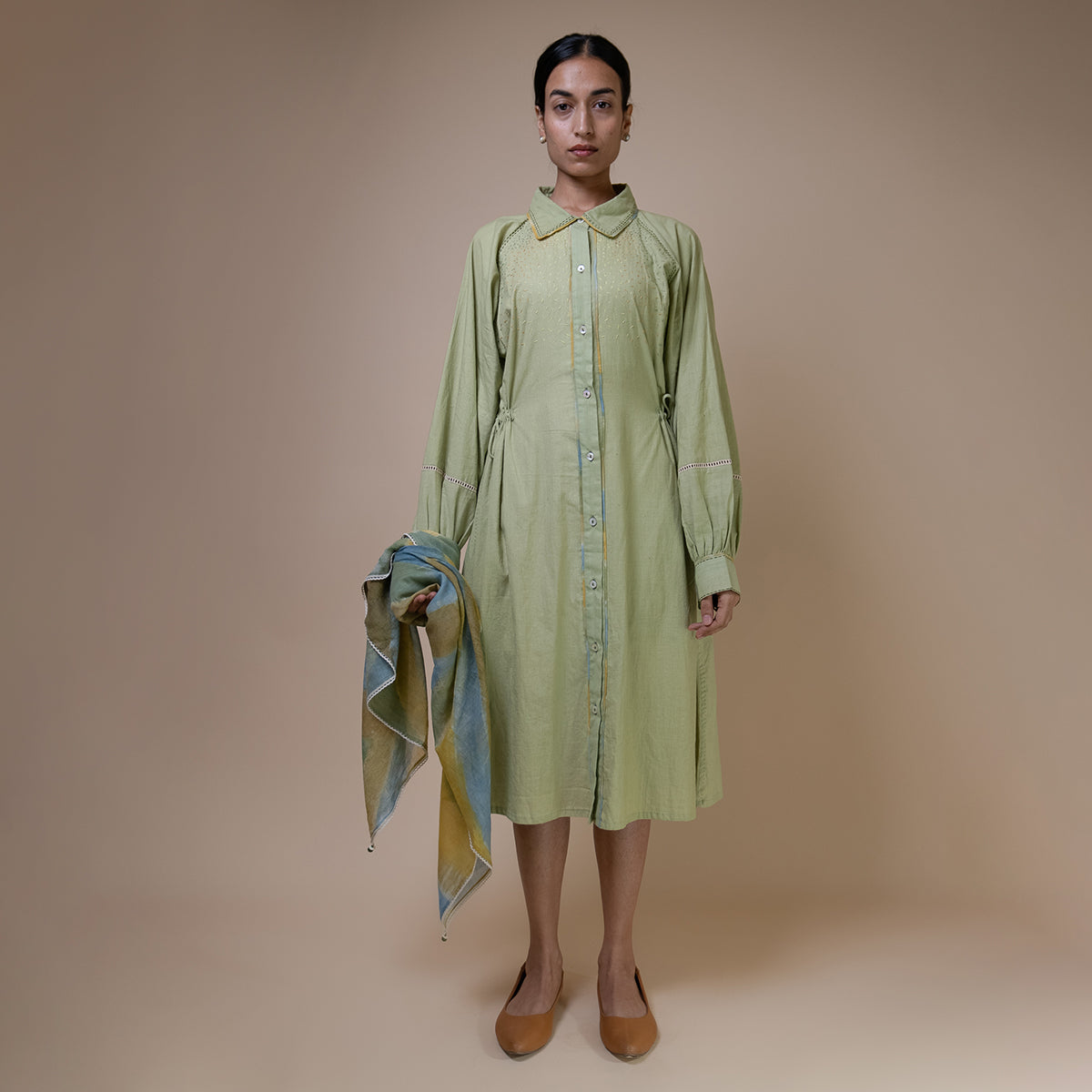 Meadows Embroidered Shirt Dress