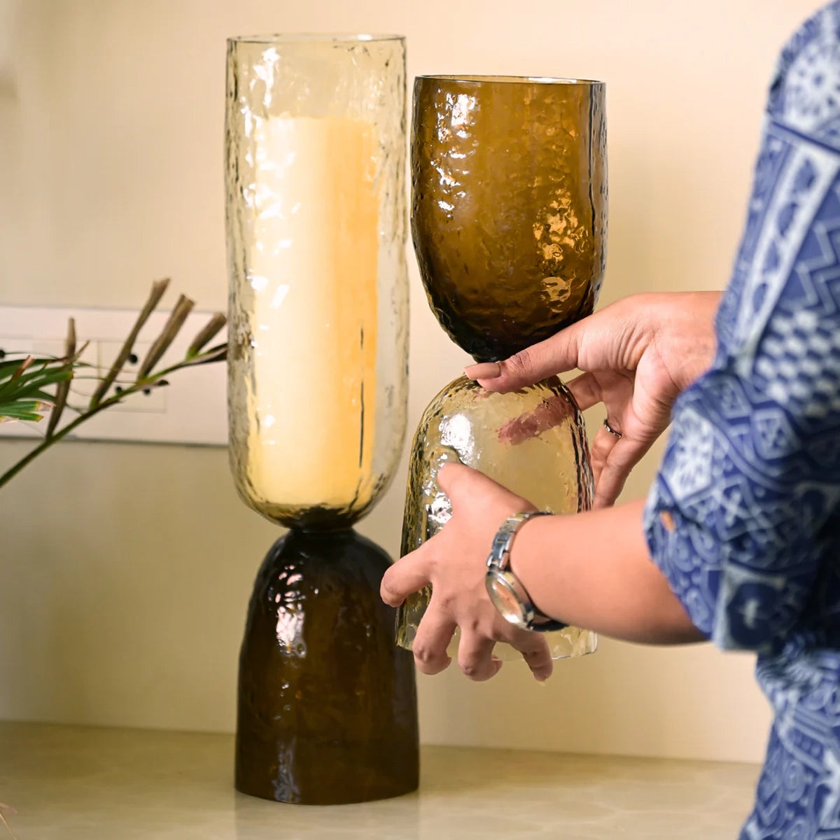 Axel Textured Glass Decorative Object | Tall