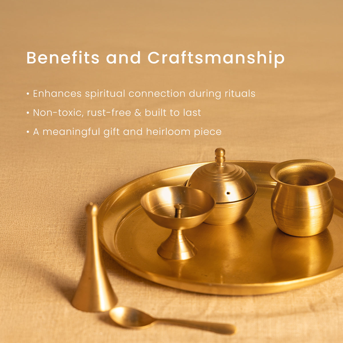 Brass Pooja Thali- Plain- Set Of 7